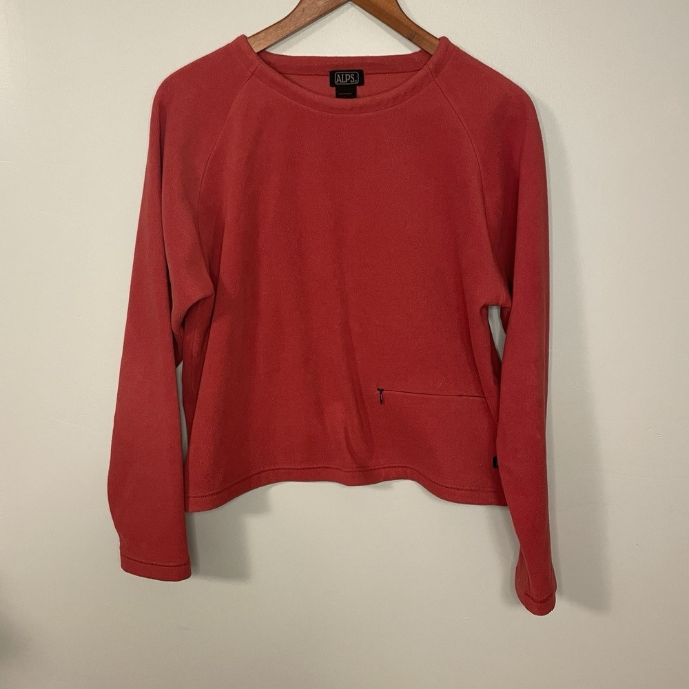 Alps‎ Fleece Sweater Red Pocket Woman Size L